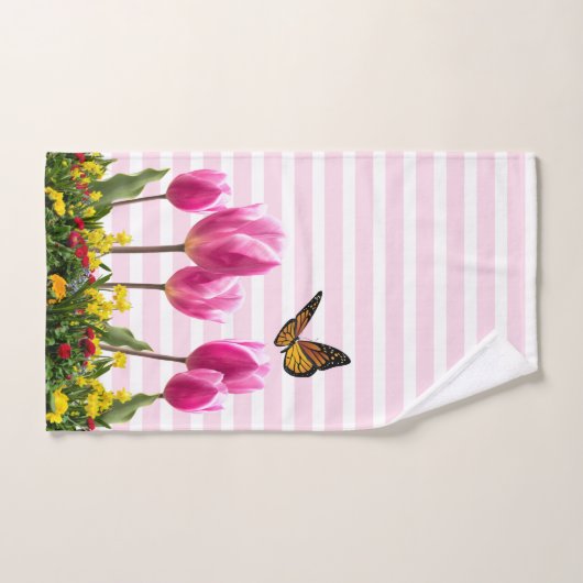 Spring roze Tulip Flowers Handdoek (Handdoek)