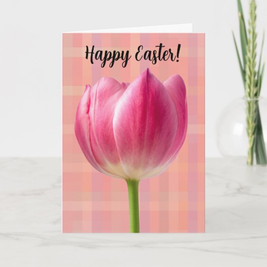 Spring roze Tulp Art Flower Easter Kaart (Voorkant)