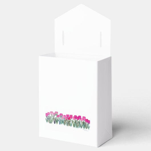 Spring roze Tulp Tent Bag met roze lint q Bedankdoosjes (Geopend)