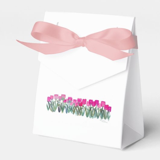 Spring roze Tulp Tent Bag met roze lint q Bedankdoosjes (Voorkant Zijde)