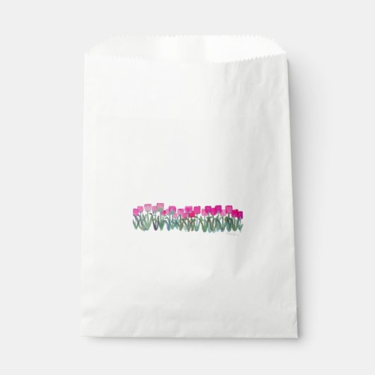 Spring roze Tulps Custom White Favor Bag Bedankzakje (Voorkant)