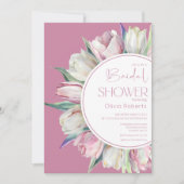 Spring roze witte tulpen Vrijgezellenfeest Kaart (Voorkant)