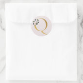 Spring rozen gouden initialen sticker letter Q (Tas)
