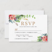 Spring Rustic Boho Floral Waterverf Wedding RSVP (Voorkant)