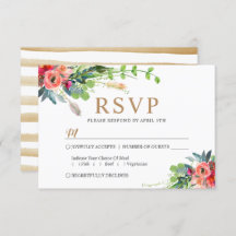 Spring Rustic Boho Floral Waterverf Wedding RSVP