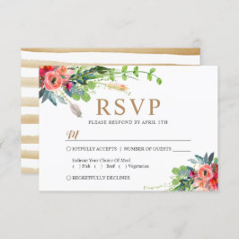 Spring Rustic Boho Floral Waterverf Wedding RSVP