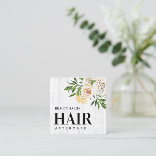 Spring Rustic Hair Aftercare Card Vierkante Visitekaartje (Staand voorkant)