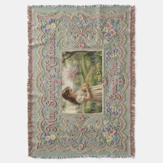 Spring’s Kindness Guardian Personalized Faux‑Embro Deken (Voorkant Verticaal)