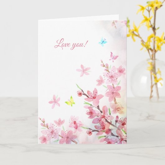Spring Sakura greeting card Kaart (Gele Bloem)