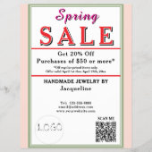 Spring Sale Blush Pink Sage Green BACKSIDE Heart Flyer (Voorkant)