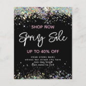Spring Sale Holographic Glitter Modern Black Flyer (Achterkant)
