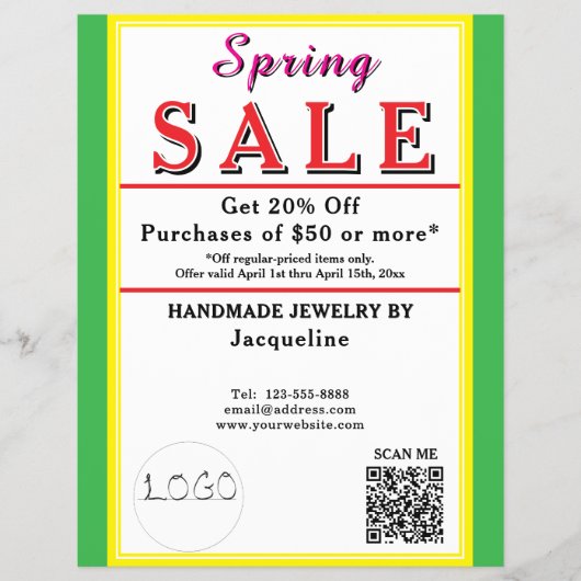 Spring Sale Jewelry Yellow Green Heart Flyer (Voorkant)