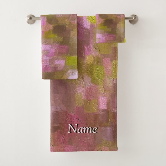 Spring Sason Pinks Abstracte Bathroom Set Bad Handdoek (Insitu)