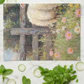 Spring Schaap met Wildflowers Schilderij Theedoek (Gevouwen)