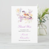 Spring Schattige Bird Baby shower Bedankkaart (Staand voorkant)
