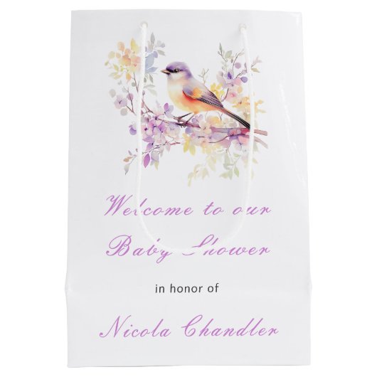 Spring Schattige Bird Baby shower Medium Cadeauzakje (Achterkant)