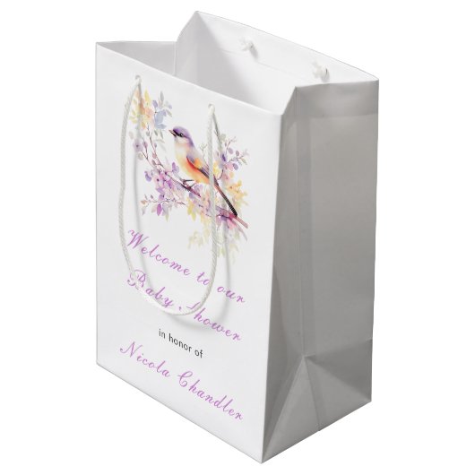 Spring Schattige Bird Baby shower Medium Cadeauzakje (Achterkant Gekanteld)