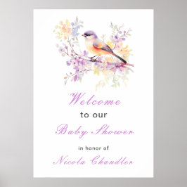 Spring Schattige Bird Baby shower Poster