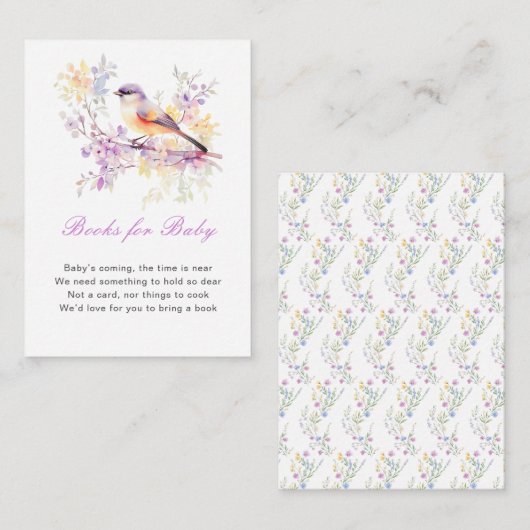 Spring Schattigee Vogel Baby shower Boeken voor Ba Informatiekaartje (Voorkant / Achterkant)