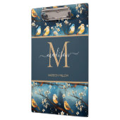 Spring Script Blossom Elegant Monogram Bloemen Klembord (Links)