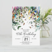 Spring Script Wildbloemen 40e verjaardag Kaart (Staand voorkant)