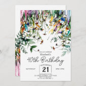 Spring Script Wildbloemen 40e verjaardag Kaart (Voorkant / Achterkant)