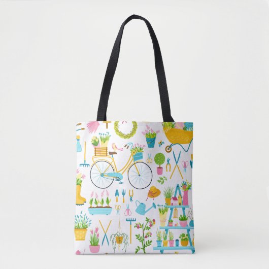 Spring seamless pattern in simple hand-drawn carto tote bag (Voorkant)