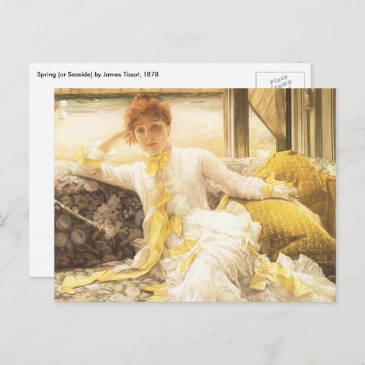 Spring (Seaside) van James Tissot,  portret Briefkaart (Voorkant / Achterkant)