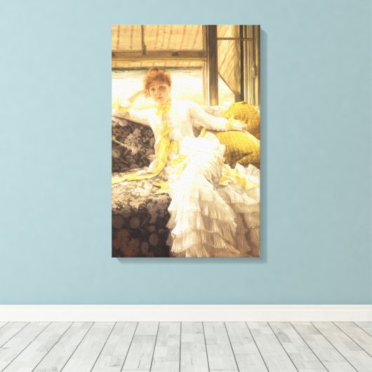 Spring (Seaside) van James Tissot,  portret Canvas Afdruk (Insitu (Houten vloer))