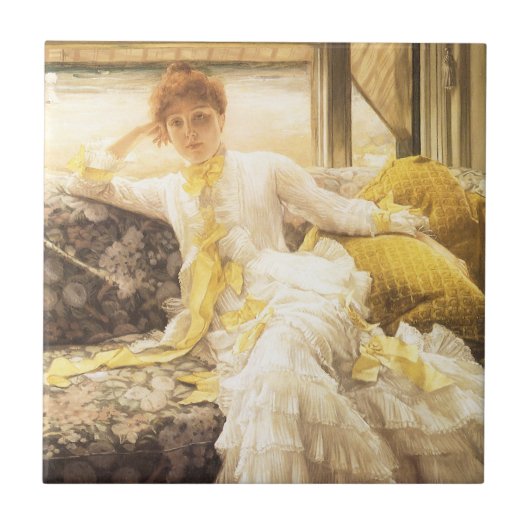 Spring (Seaside) van James Tissot,  portret Tegeltje (Voorkant)