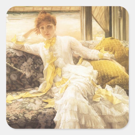 Spring (Seaside) van James Tissot, portret Vierkante Sticker (Voorkant)