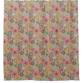Spring Season Retro Flower Colors Seamless Pattern Douchegordijn (Voorkant)