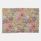 Spring Season Retro Flower Colors Seamless Pattern Theedoek (Horizontaal)