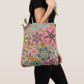 Spring Season Retro Flower Colors Seamless Pattern Tote Bag (Dichtbij)