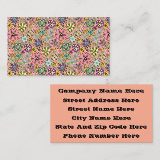 Spring Season Retro Flower Colors Seamless Pattern Visitekaartje (Voorkant / Achterkant)