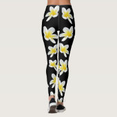 Spring Serenade: Gele Frangipanis op zwart, Leggings (Achterkant)