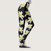 Spring Serenade: Gele Frangipanis op zwart, Leggings (Rechts)