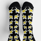 Spring Serenade: Gele Frangipanis op zwart, Sokken (Top)