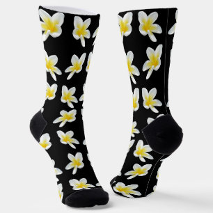 Spring Serenade: Gele Frangipanis op zwart, Sokken