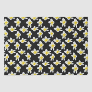 Spring Serenade: Gele Frangipanis op zwart, Tissuepapier