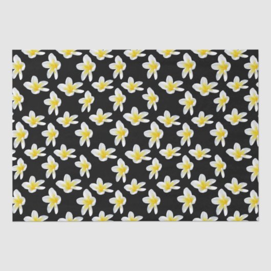 Spring Serenade: Gele Frangipanis op zwart, Tissuepapier (Voorkant)