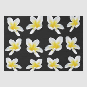 Spring Serenade: Gele Frangipanis op zwart, Tissuepapier