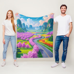 Spring Serenity - Cherry Blossom Trail Throw beroe Fleece Deken
