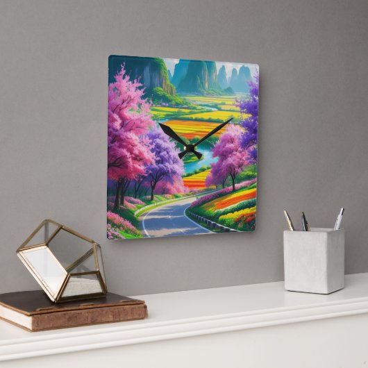 Spring Serenity – Tijdloze Bloemenpad wandklok (Kantoor)