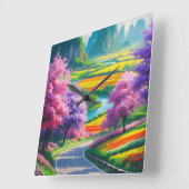 Spring Serenity – Tijdloze Bloemenpad wandklok (Hoek)