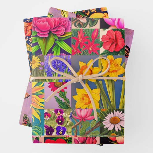 Spring Set, Butterflies, Emilia Floral Inpakpapier Vel (In situ)