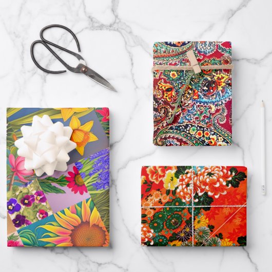 Spring Set Floral, Paisley, Mah Jongg Egrets Inpakpapier Vel (Voorkant)