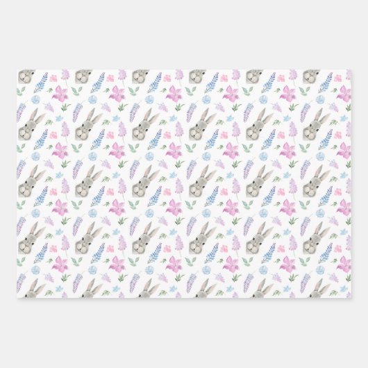 Spring Set PaasBunnies, Flowers & Eggs Inpakpapier Vel (Voorkant)