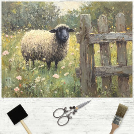 Spring Sheep Digital Oil Painting Decoupage Tissuepapier