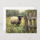 Spring Sheep Digitale olieverfschilderij Briefkaart (Voorkant / Achterkant)